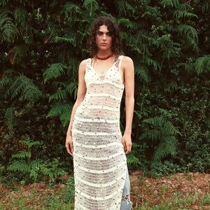 Festival Cream Crochet Maxi Dress